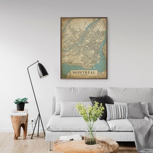 Vintage Style Map Montreal Quebec Canada poster Instant Download Street Map Wall Art Printable Poster image 6