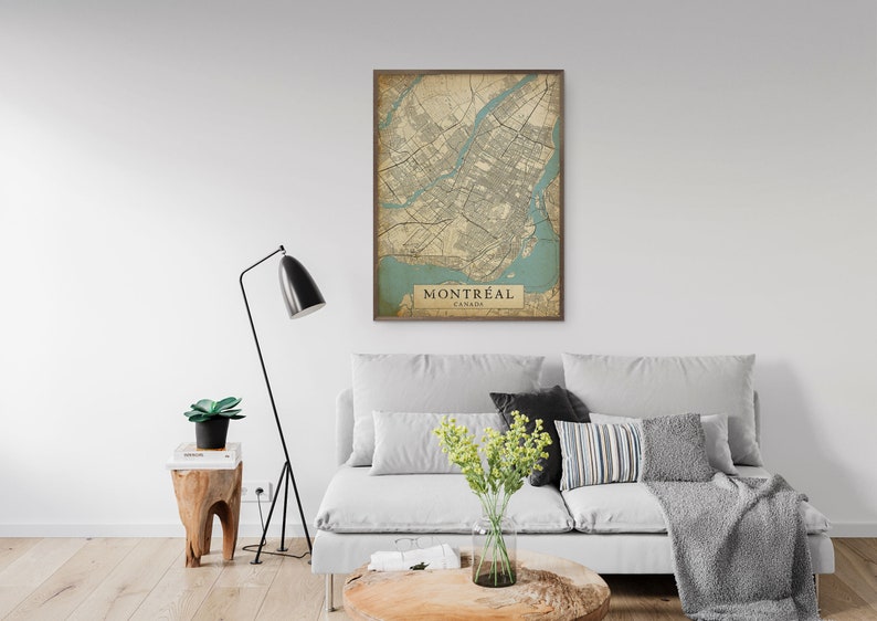 Vintage Style Map Montreal Quebec Canada poster Instant Download Street Map Wall Art Printable Poster image 6