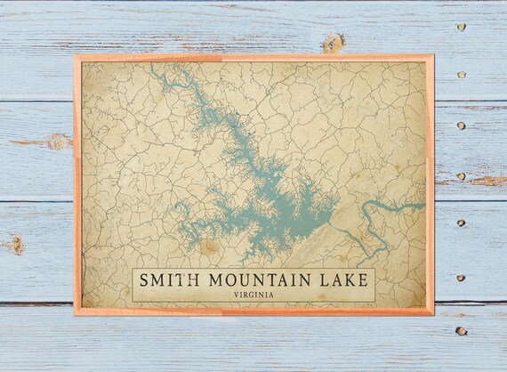 Vintage Style Map of Smith Mountain Lake Virginia USA - Etsy