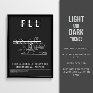 FLL Fort Lauderdale–Hollywood International Airport - Instant Download \ Luchthavenkaart \ Afdrukbare \ Wall Art \ Florida Travel Poster