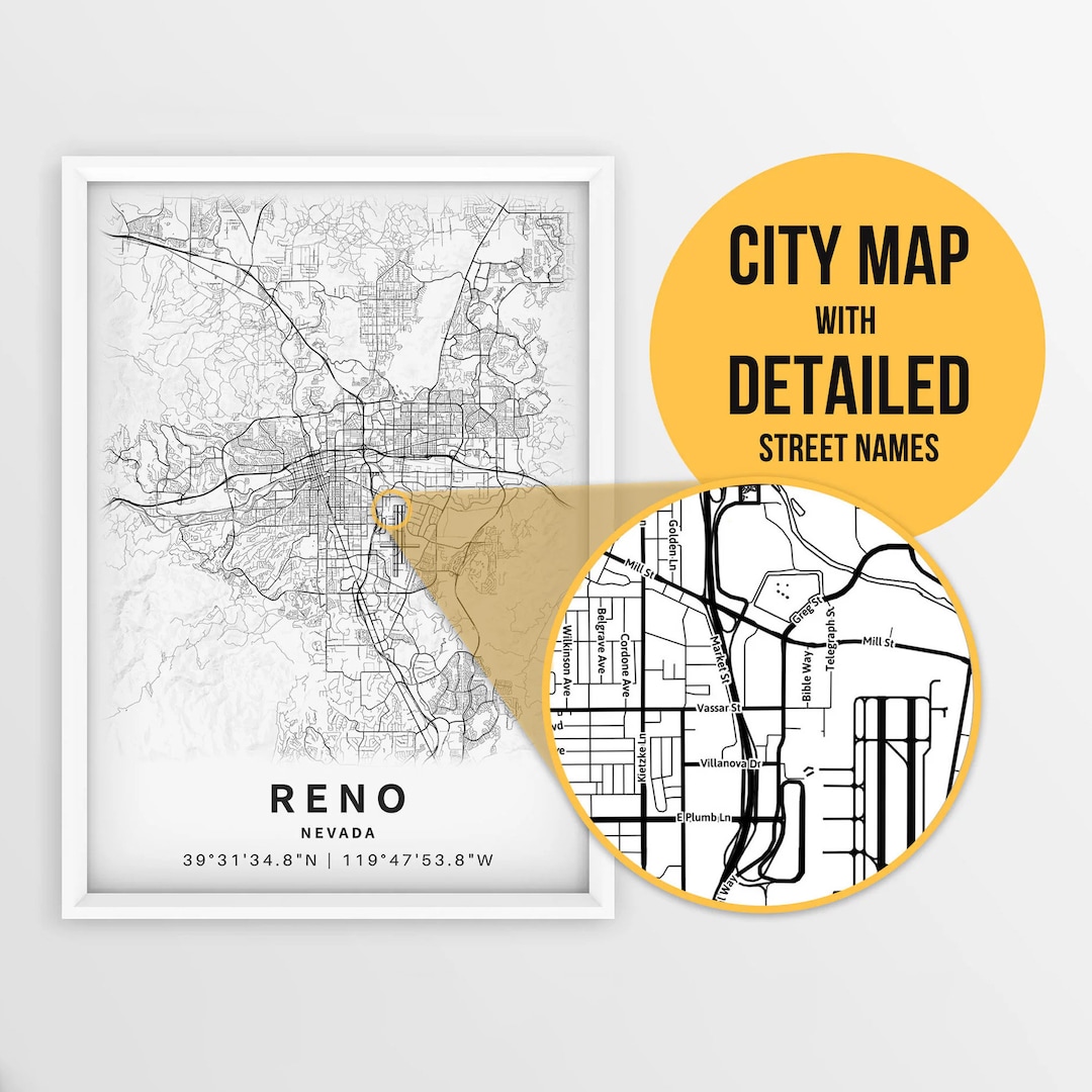 Printable Map of Reno Nevada - Il 1080xN.5304324310 2lm9