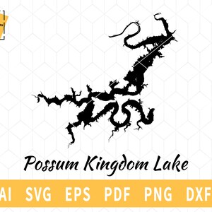 Possum Kingdom Lake mapa SVG, arquivo vetorial do mapa do Texas - Download instantâneo \ Corte \ Silhueta do lago \ Licença comercial
