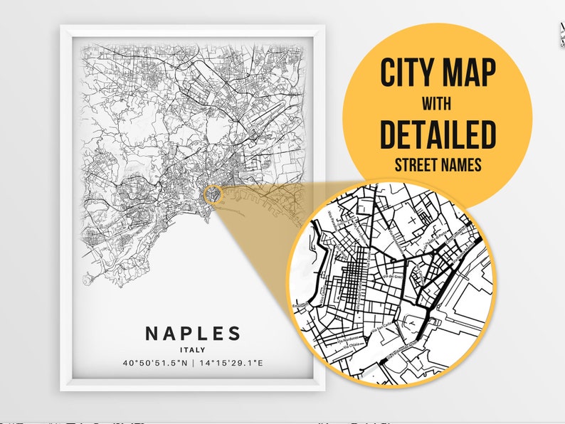 Printable Map of Naples Italy With Street Names Instant - Etsy