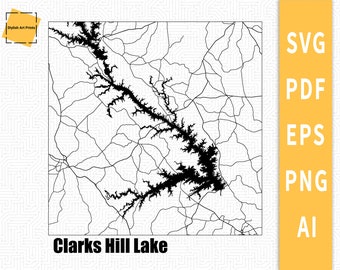 Clarks Hill Lake Map Template - Etsy