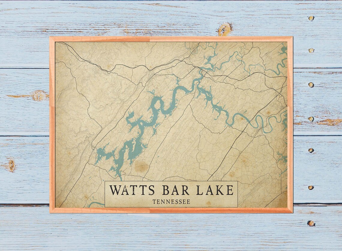 Printable Vintage Style Map Watts Bar Lake Tennessee - Etsy