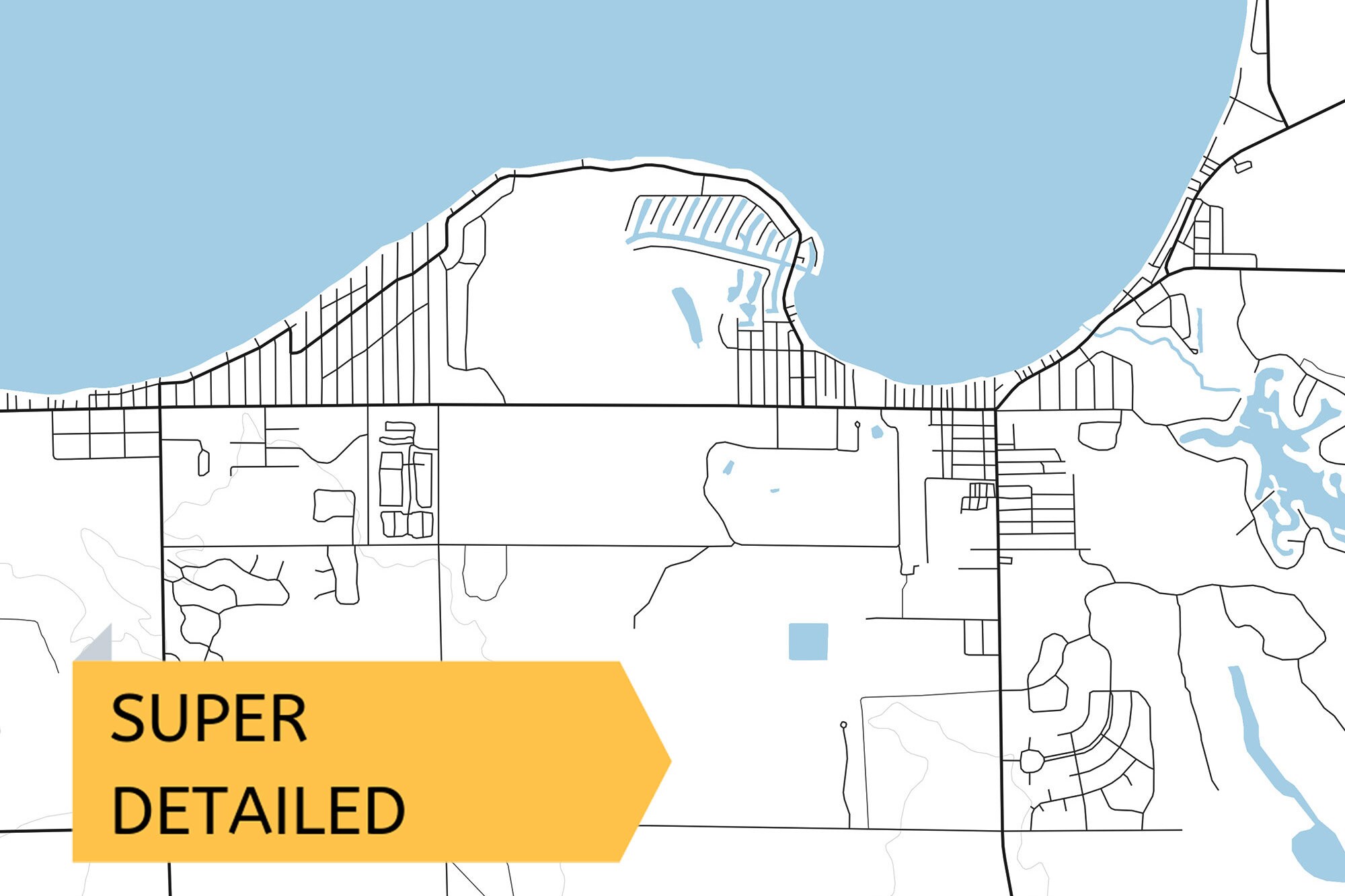 Printable Map of Houghton Lake Michigan United States Etsy