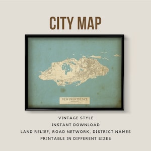Druckbare Vintage-Karte von Nassau, New Providence, Bahamas - Sofortiger Download \ Straßenkarte \ Kartenposter \ Antiker Stil \ Kartendruck