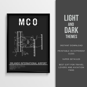 MCO Orlando International Airport - Instant Download \ Airport Map \ Afdrukbare \ Wall Art \ Pilot Gift \ Florida Travel Poster