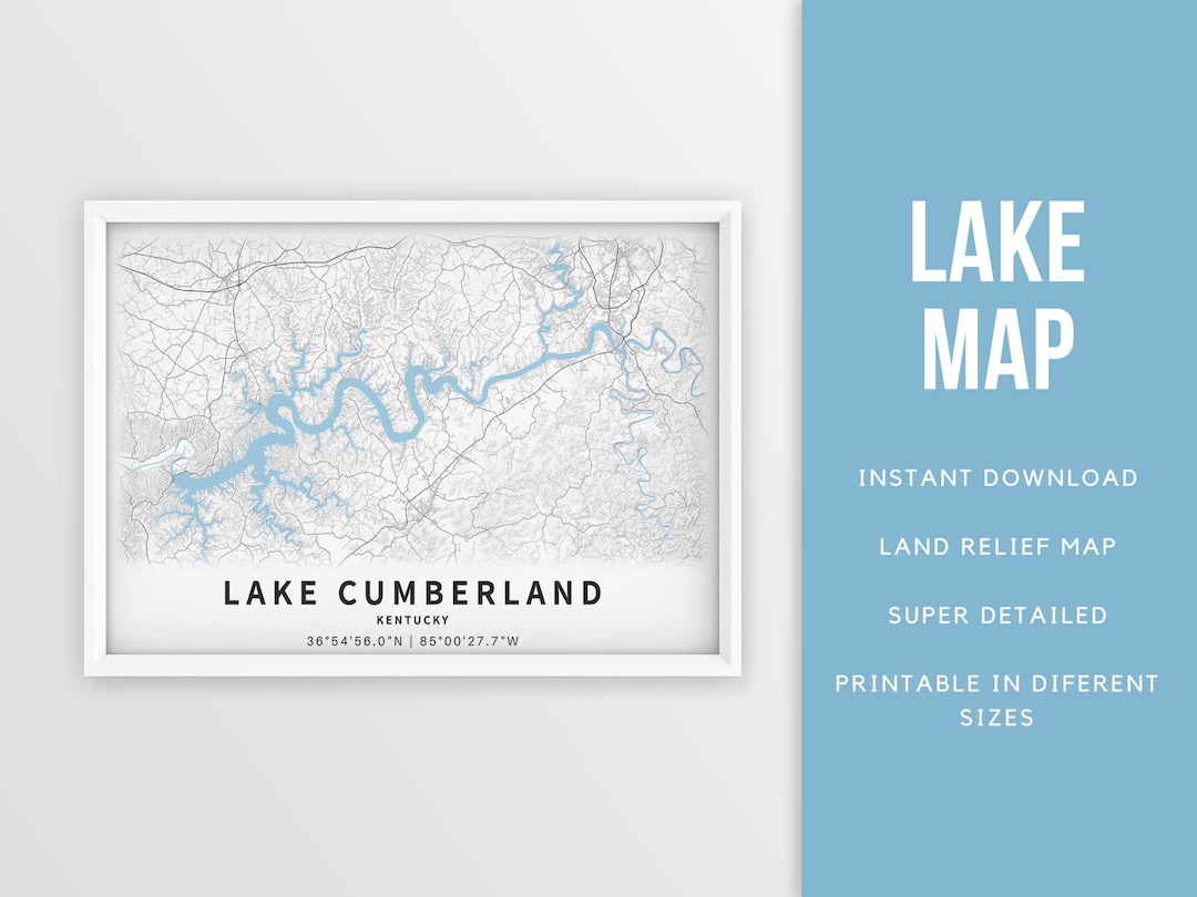 Printable Map of Lake Cumberland Kentucky United States - Etsy