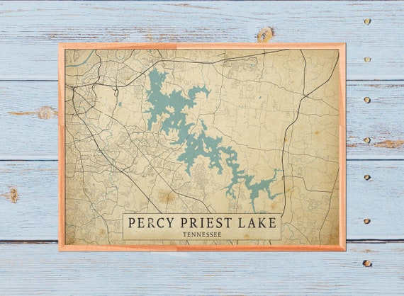 Percy Priest Lake Map Printable Vintage Style Map Percy Priest Lake Tennessee - Etsy Ireland