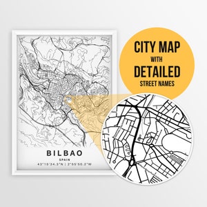 Baguo, Spanien Karte mit Strassennamen zum ausdrucken - Sofort Download \ Stadt Karte / Geschenk fuer Sie / Stadt Poster / Strassen Karte Print / Kunst