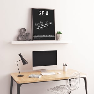 Cartel del aeropuerto internacional GRU São Paulo Guarulhos - Descarga instantánea \ Mapa del aeropuerto \ Idea de regalo \ Arte de la pared \ Cartel de viaje de Brasil imagen 4