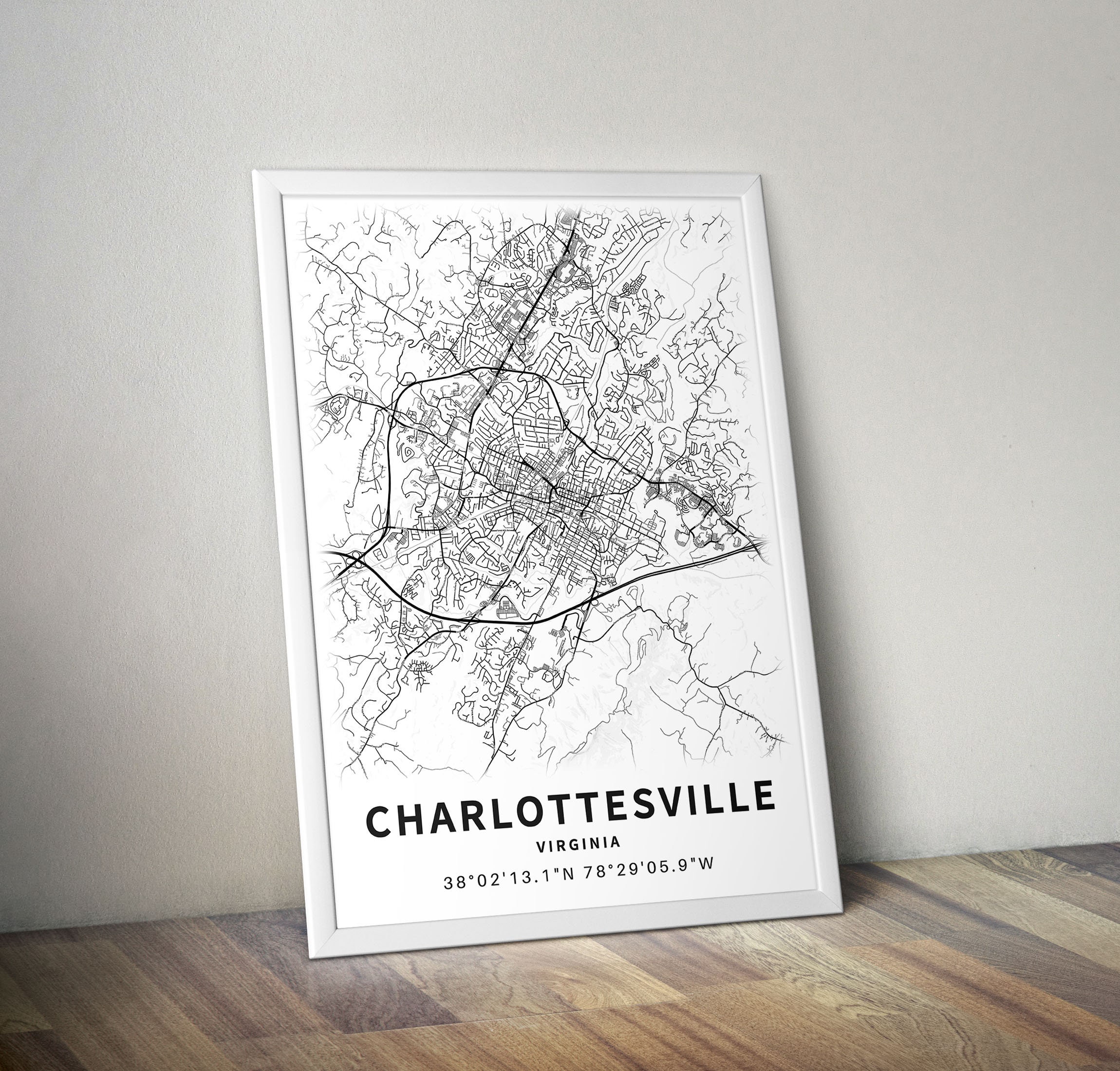 Printable Map of Charlottesville VA Virginia United States | Etsy