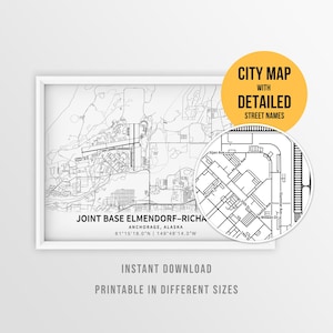 Joint Base Elmendorf-Richardson Alaska Map Poster, Anchorage Map with Street Names (Instant Download)