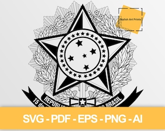 Escudo de armas de Brasil en formato vectorial (SVG, PNG, PDF), archivo de corte de Brasil — Descarga inmediata