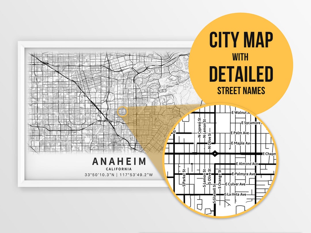 Printable Map of Anaheim California United States With - Etsy