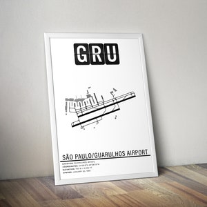 Cartel del aeropuerto internacional GRU São Paulo Guarulhos - Descarga instantánea \ Mapa del aeropuerto \ Idea de regalo \ Arte de la pared \ Cartel de viaje de Brasil imagen 6