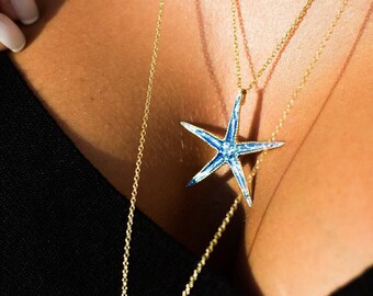 Collana Con Ciondolo Stella Marina – Girocollo Boho Vintage Oceano – Gioielli Artigianali Per Donne E Ragazze – Colore Argento