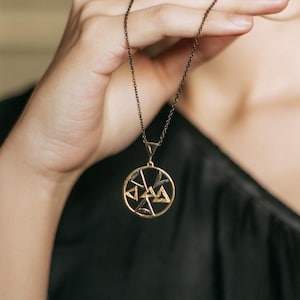 Geometric Sterling Silver Pendant Necklace: Modern Triangle Circle Design