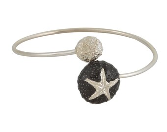 Sea Urchin Arm Bracelet | Sterling Silver 925 Black Enamel • MARDI Jewelry | Greek Designer• Seashell Jewelry for Summer & Sea Lover Outfit