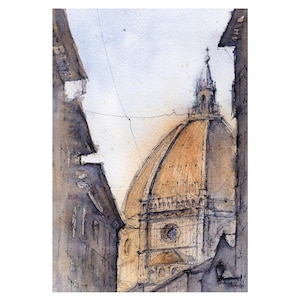 Florence Watercolor Art print | Wall Art | Watercolor Painting | Architectural Watercolor | Santa Maria del Fiori | Italy print
