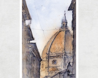 Florence Watercolor Art print | Wall Art | Watercolor Painting | Architectural Watercolor | Santa Maria del Fiori | Italy print