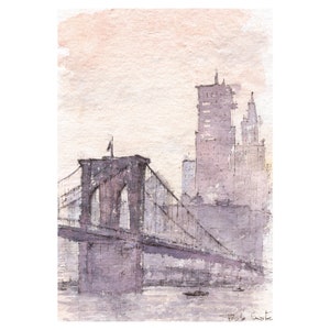 Brooklyn Bridge Watercolor Print - New York City Art