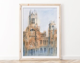 Madrid Watercolor Art Print | Madrid Watercolor | Wall Art | Watercolor Painting | Architectural Watercolor | Spain print