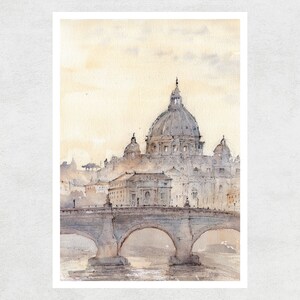 Rome Watercolor Art print | Italy watercolor Art | Watercolor Painting | Architectural Watercolor | Vatican city | Italy print