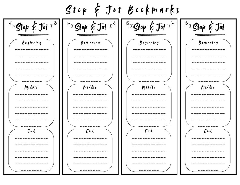 Editable Stop and Jot Bookmark - Etsy