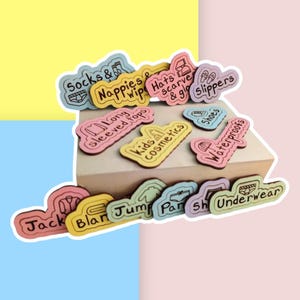 Personalise Children&#39;s Bedroom Clothes Picture Storage Organisation Labels / Kids / Nursery / Tags / Ikea storage Trofast