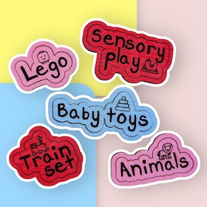 Personalised toy storage organisation labels / play room organisation / toy box labels / tags / ikea storage trofast