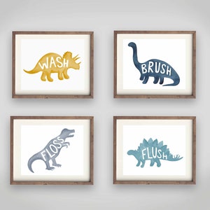 cartoon dinosaur wall art décor, kids dinosaur bathroom bath rules, kids bathroom art, instant digital download