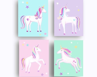 unicorn wall art décor, unicorn art print for girls nursery bedroom, instant digital download, printable