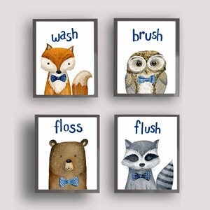 Waldtiere Badezimmer Dekor, Baderegeln Kunstdruck, Kinder Bad Kunst, sofortiger digitaler Download