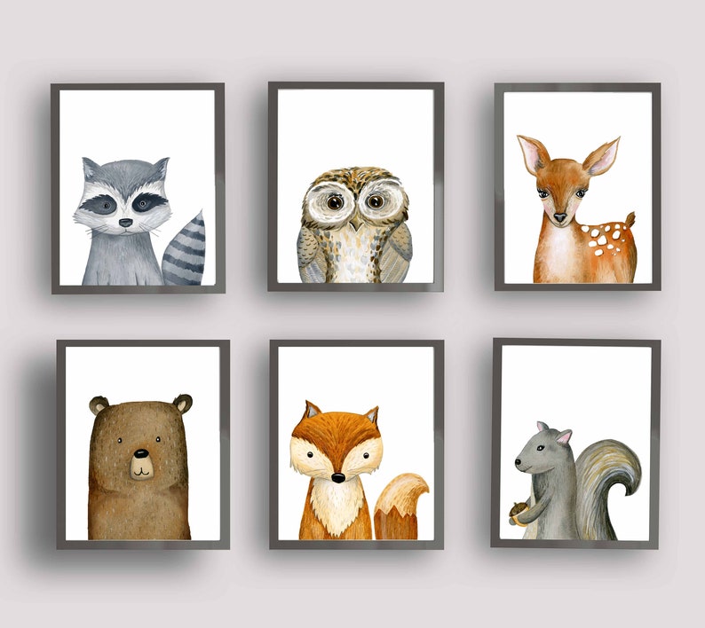 Woodland Animal Wall Art Decorsquirrel Art Print Kids Etsy