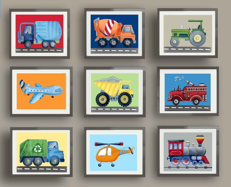 Transportation Wall Art Decor Boy Nursery Art Construction - Etsy