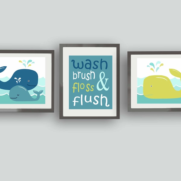 kids bathroom decor, whale bath rules art prints, instant digital download