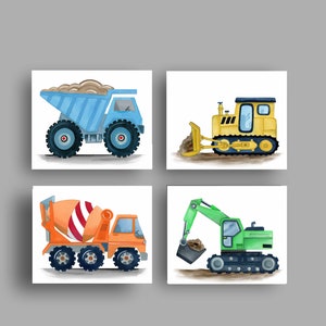 Construction Truck Art Print for Boy Nursery Bedroom, Digital Images ...