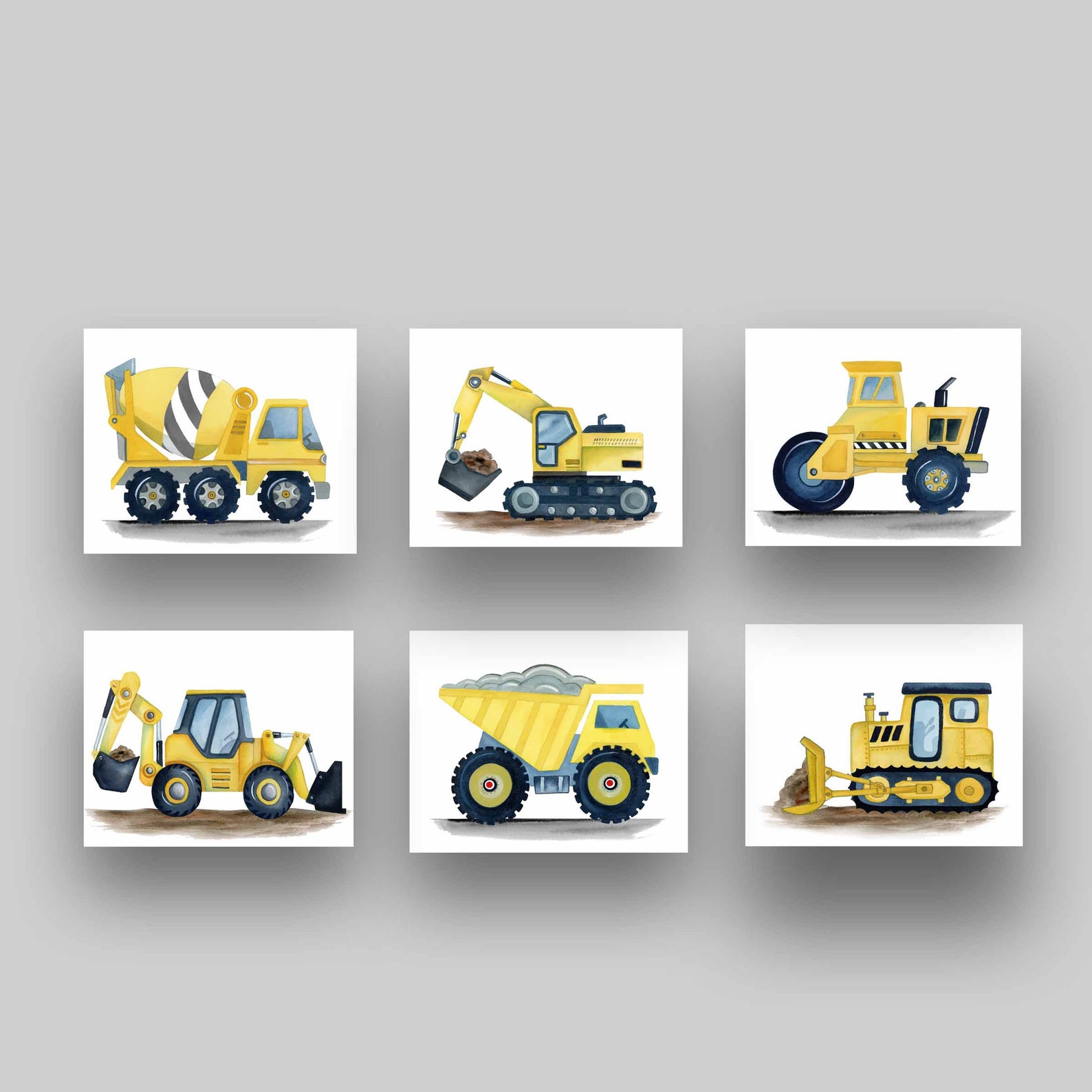 Construction Truck Wall Art Decor Boy Nursery Art Prints Etsy