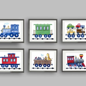 train wall decor for boy nursery or bedroom, train art prints,  printable instant digital download