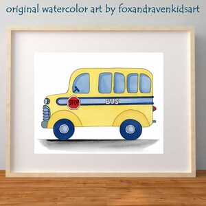 transportation wall art, boy nursery art, school bus print, instant digital download