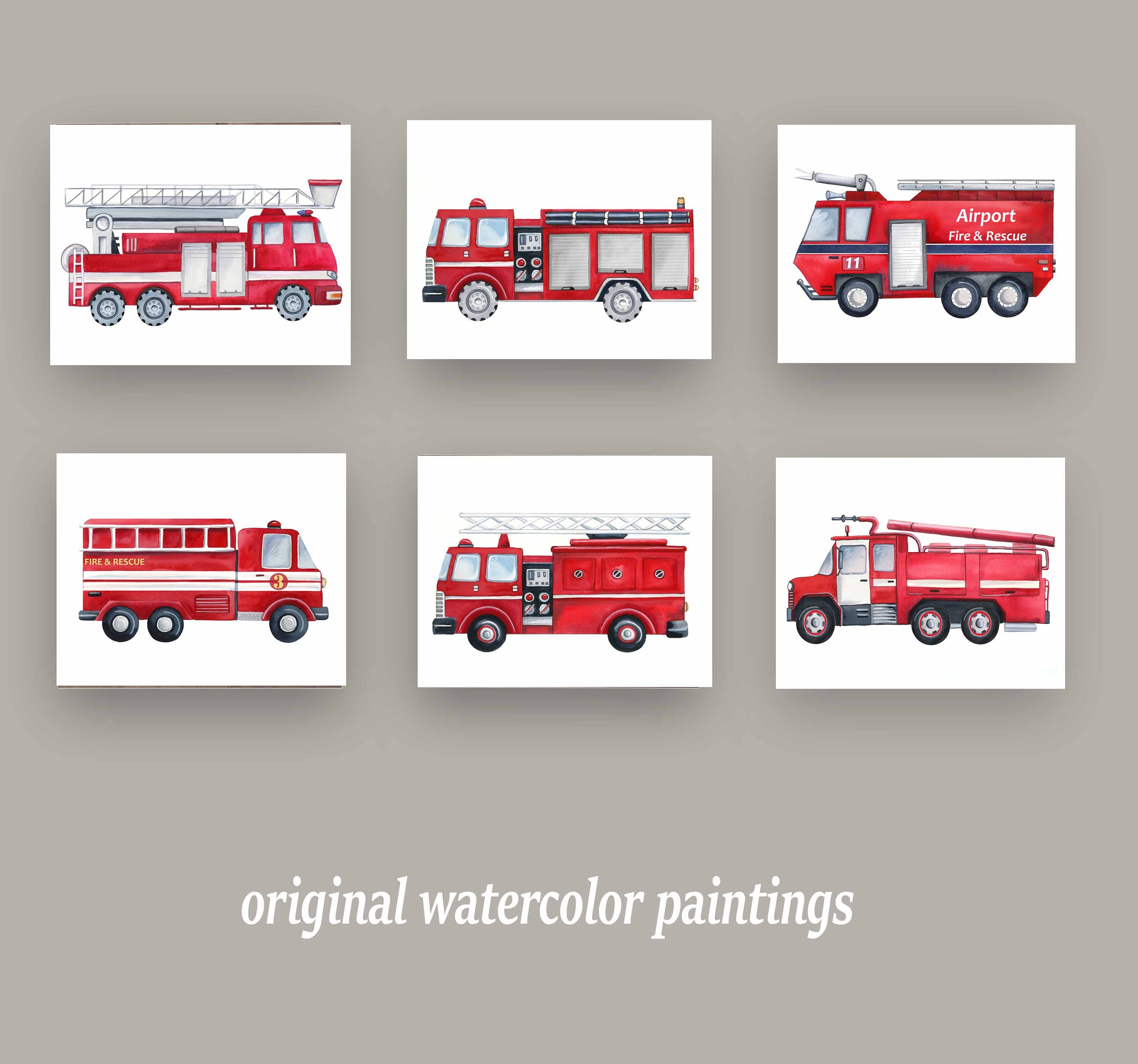 Fire Truck Wall Art Fire Truck Nursery Art Print Firemen Art - Etsy