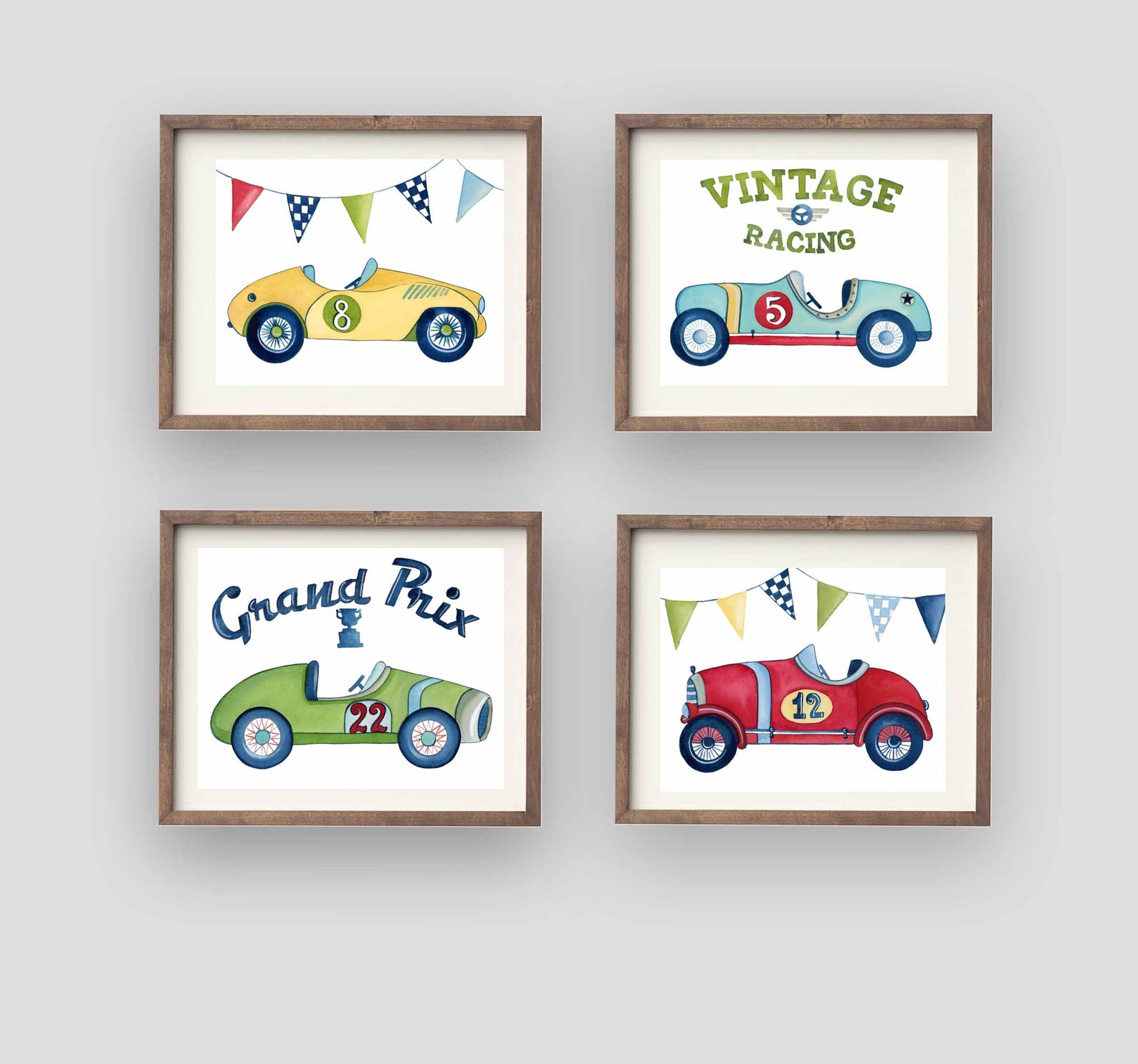 Race Car Wall Art Decor Vintage Racing Prints for Boy Nursery Etsy