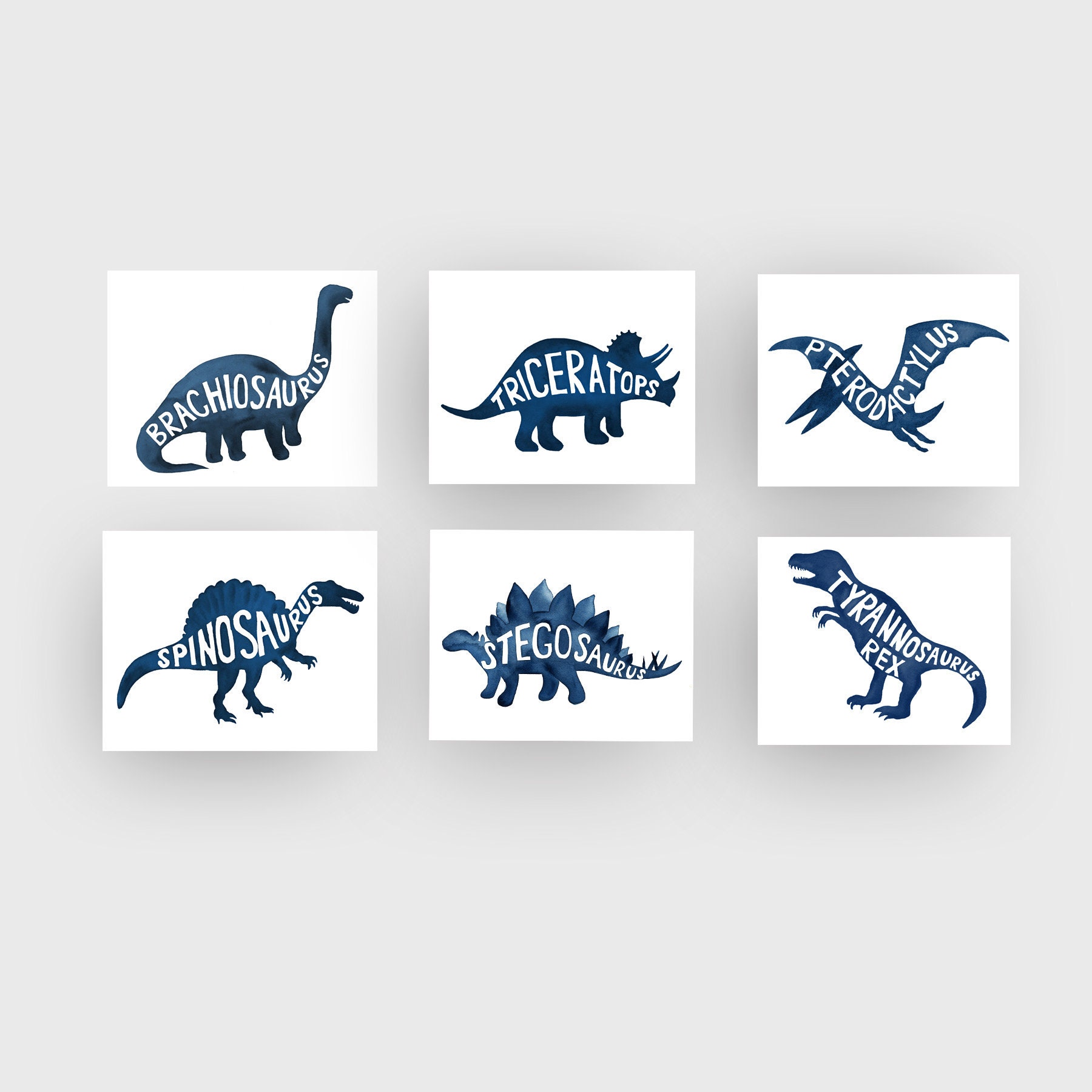 Navy Blue Dinosaur Wall Art Décor Kids Dinosaur Wall Art Etsy