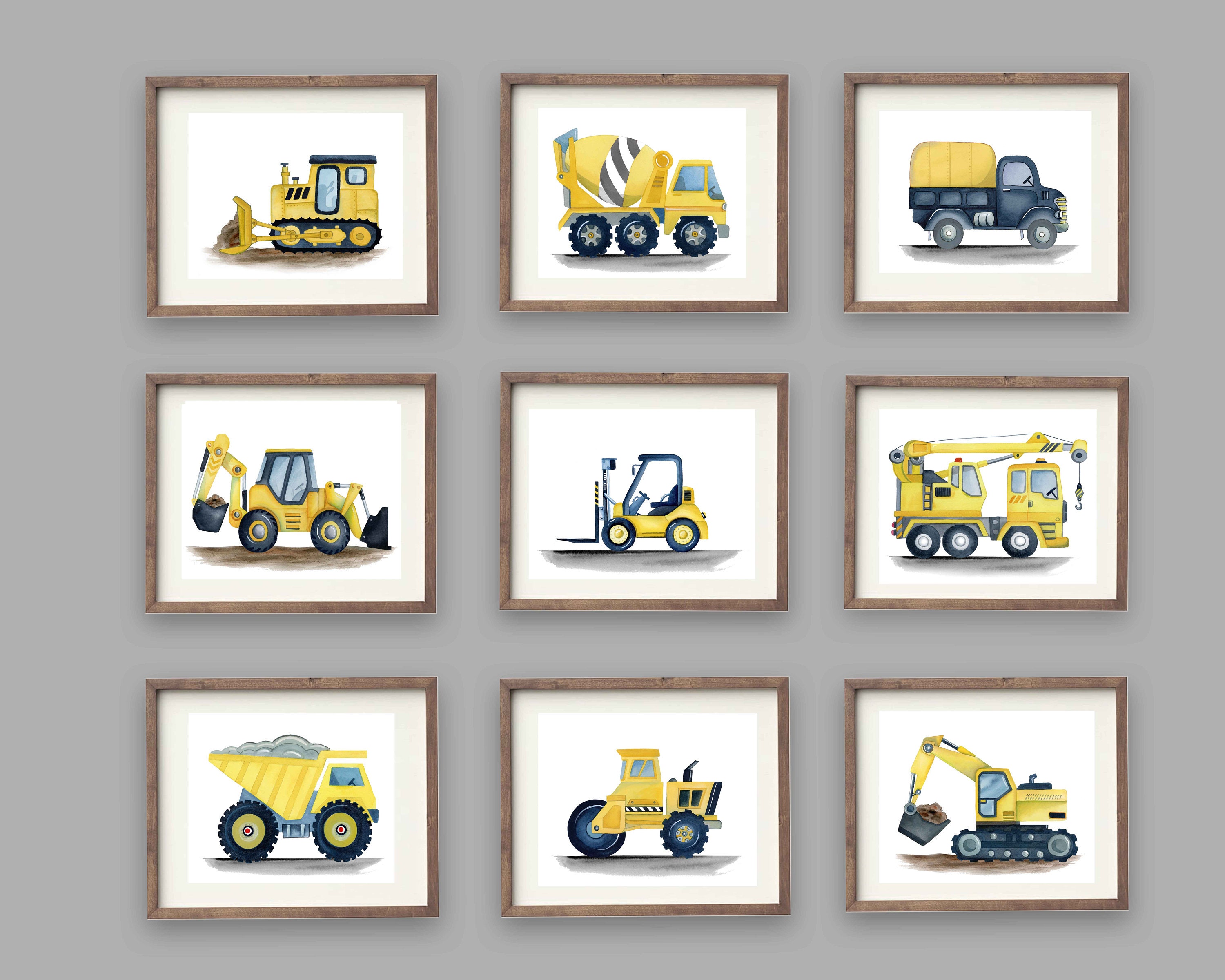Construction Truck Wall Art Decor Boy Nursery Art Prints Etsy