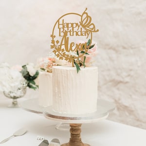 Personalized Butterfly Birthday Cake Topper. 6&quot; Gold or Silver