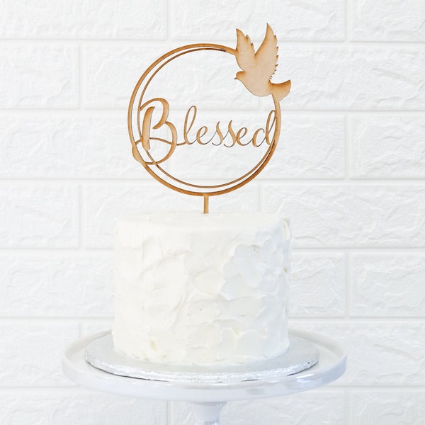 Blessed wreath cake topper with dove, religious cake topper, confirmation cake topper, baptism cake topper