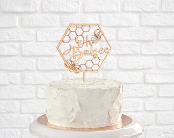 Oh babee cake topper, bee themed cake topper, gender reveal cake topper, Oh babee baby shower cake topper, Oh babee celebration cake topper