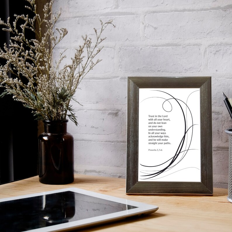 Proverbs 3, 5-6 Bible verse, instant download art, digital print, Inspirational art, Faith art image 4